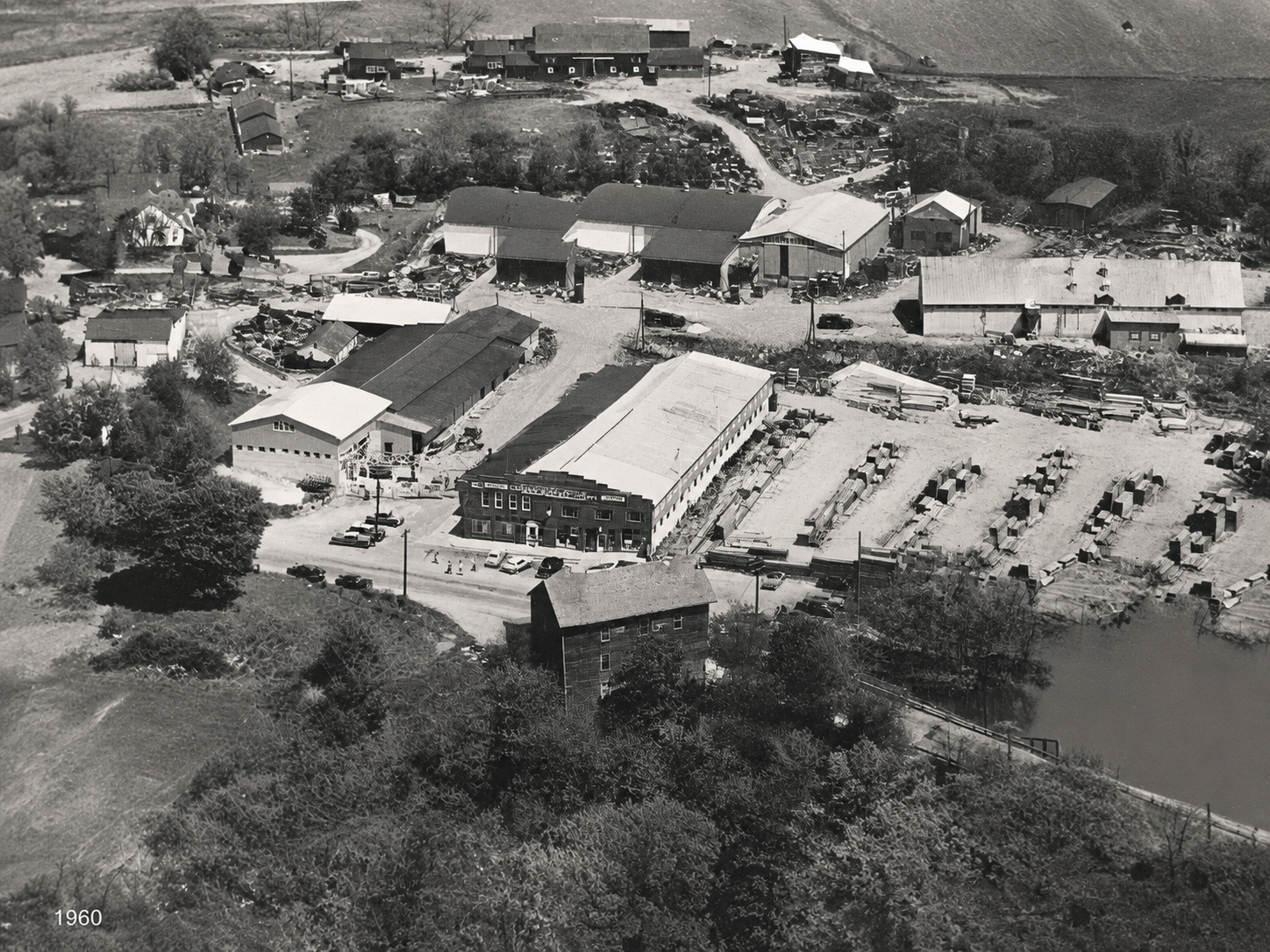 Aerial of the Millhurst Mills yard, 1960