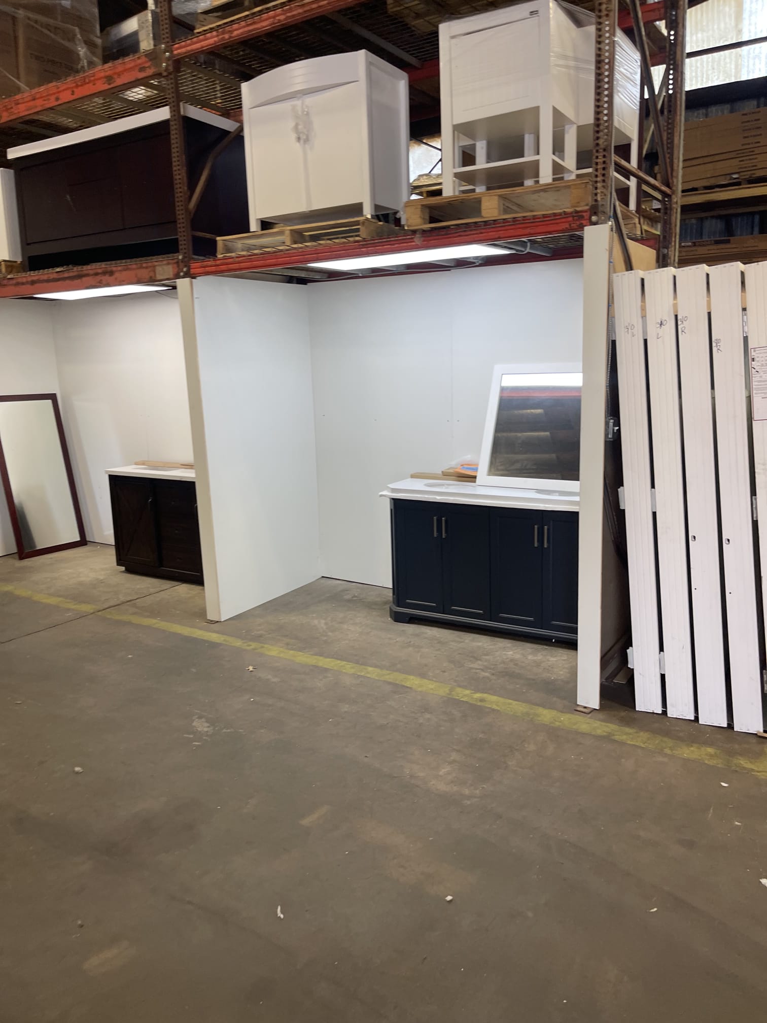 Vanity cabinets in the warehouse
