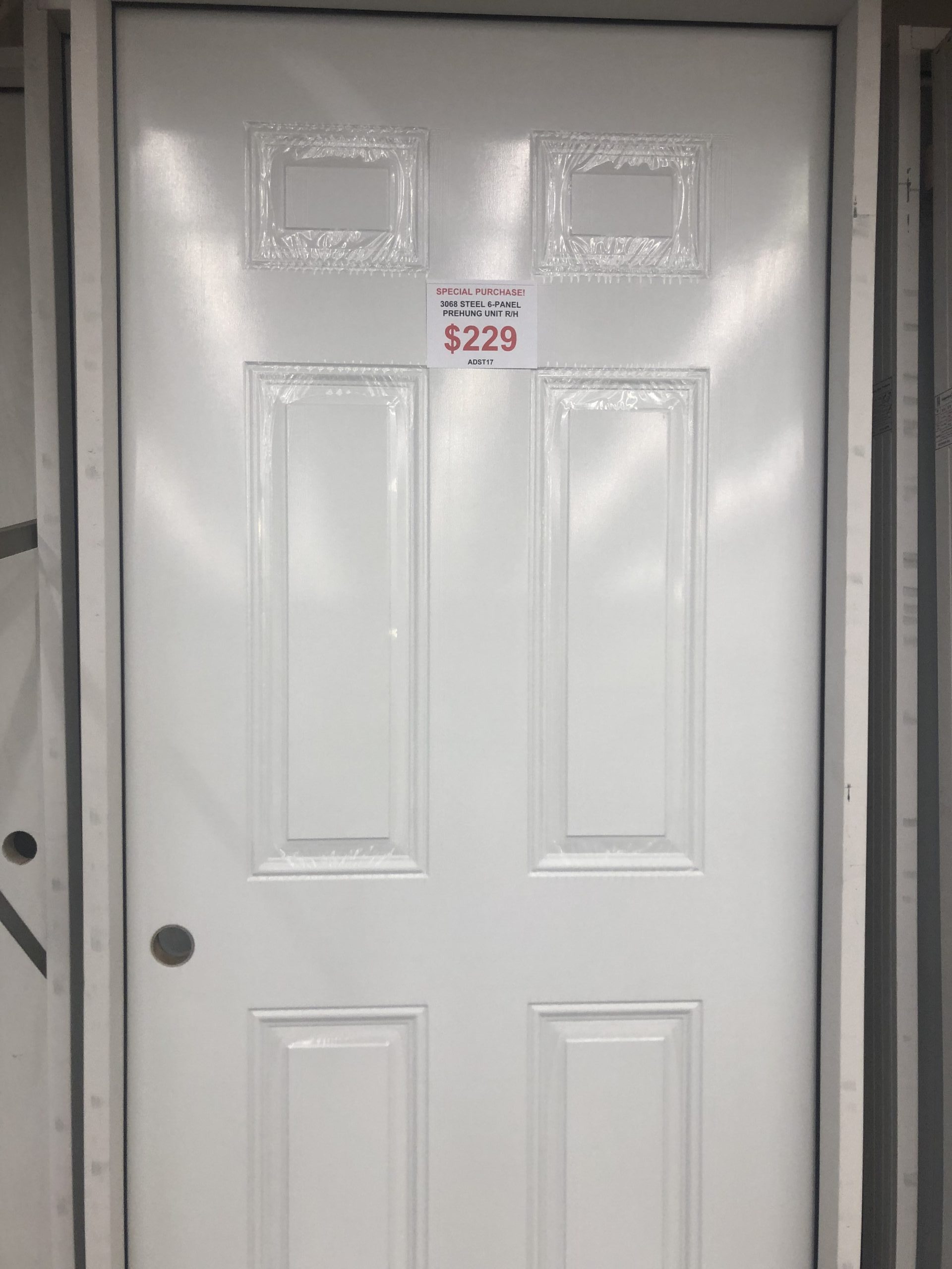 3/0 x 6/8 Steel Exterior Door 6-Panel Prehung Unit Right Hand main image