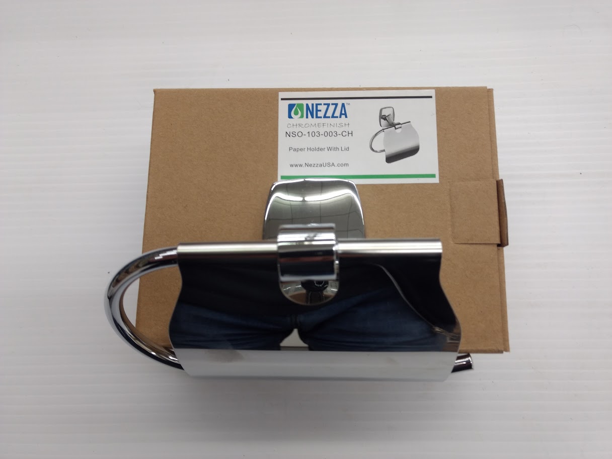 Nezza Chrome Finish Toilet Paper Holder w/Lid-image