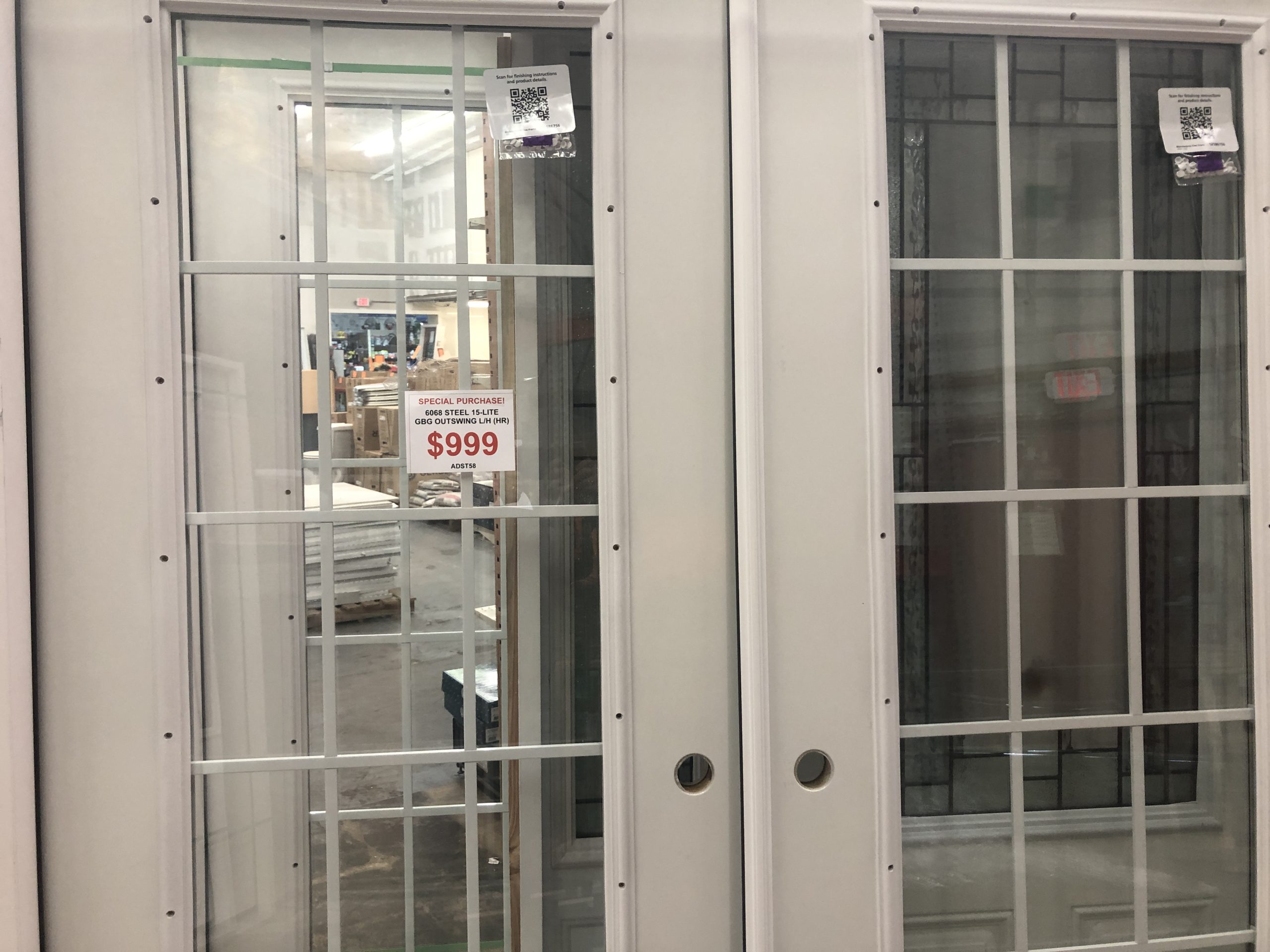 6/0 x 6/8 Steel Exterior Door 15-Lite Grills-Between-Glass Outswing Unit Left Hand-image