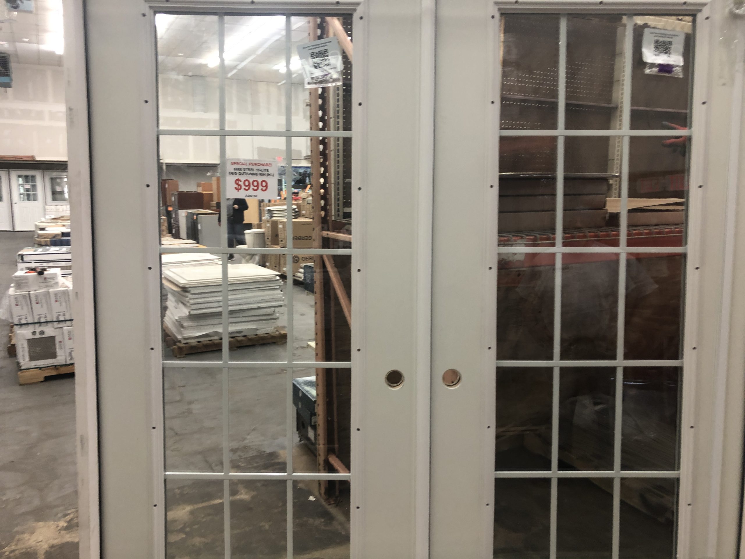 6/0 x 6/8 Steel Exterior Door 15-Lite Grills-Between-Glass Outswing Unit Right Hand-image
