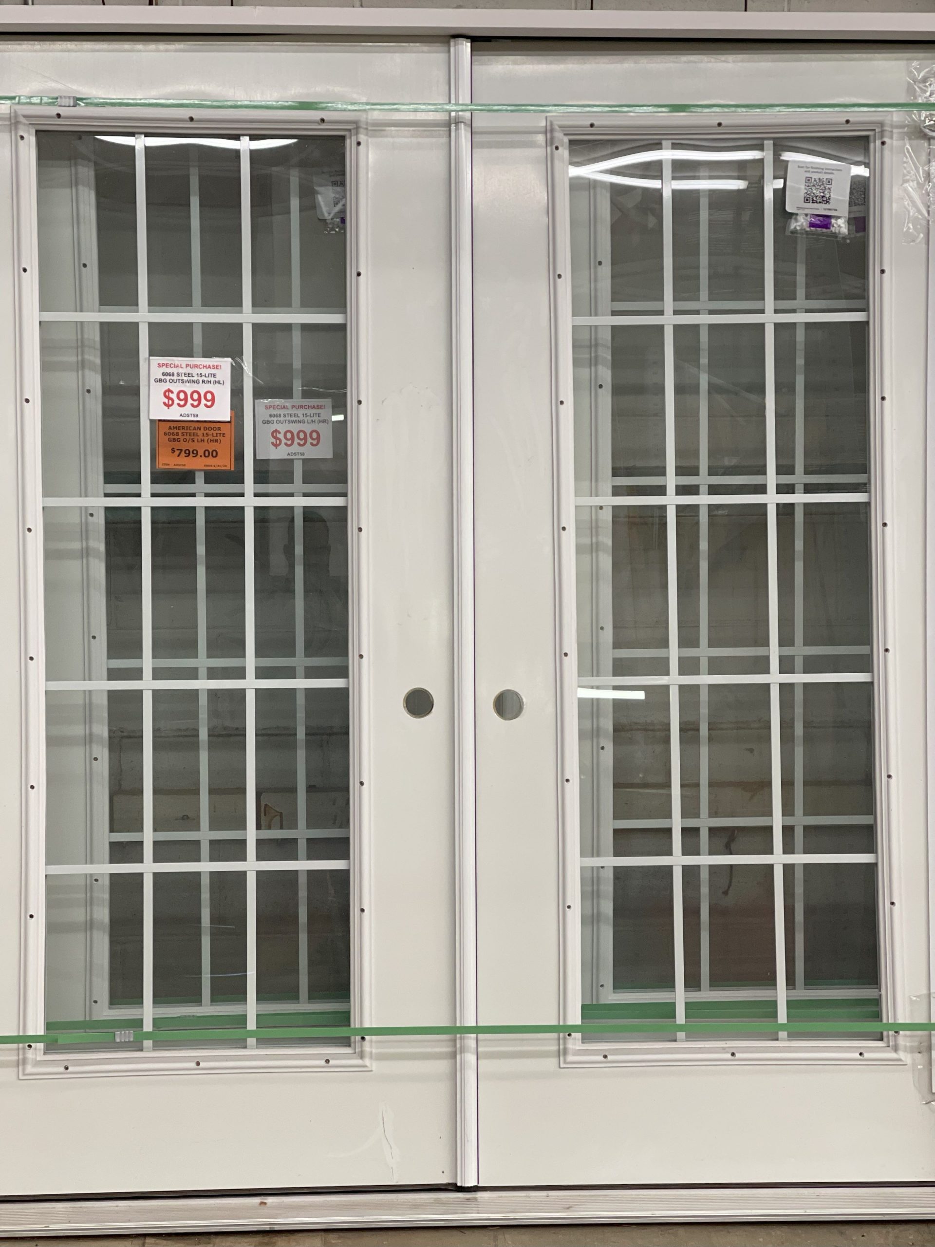 6/0 x 6/8 Steel Exterior Door 15-Lite Grills-Between-Glass Outswing Unit Available in Left and Right Hand-image