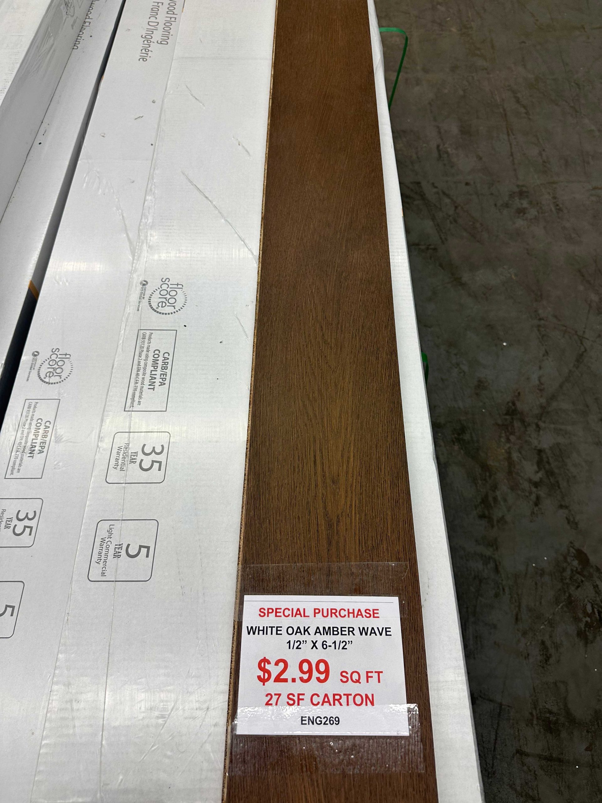 Engineered Hardwood Flooring, White Oak Amber Wave 1/2" X 6-1/2" - 27 SF Cartons main image